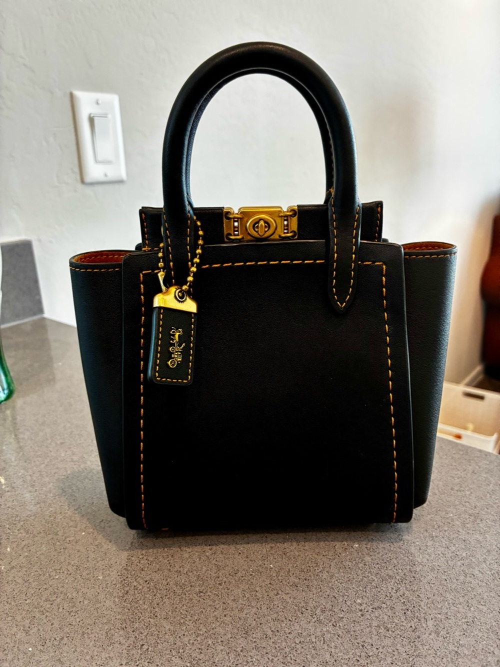 Coach Black Troupe 16 Mini Bag with Gold Details